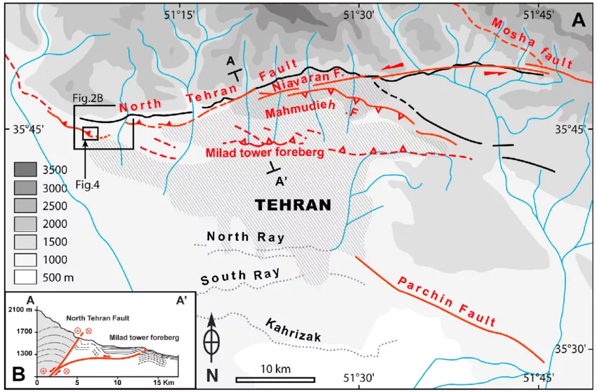 محدوده گسل ایوانکی - فعالیت گسل ایوانکی در جنوب شرقی پایتخت علت زمین‌لرزه خفیف تهران بود
