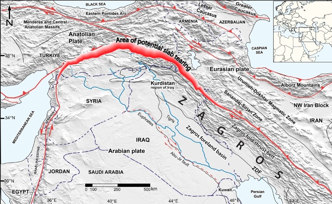 محققان دانشگاه گوتینگن در تحقیقی به این نتیجه رسیدند که گسل جنوب شرق ترکیه به سمت رشته کوه زاگرس در سمت کردستان عراق گسترش می‌یابد.